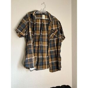 Solaris‎ Short Sleeve Button Up Men's Shirt Size L  plaid
